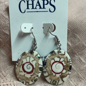 Chaps Oval Earrings with Red and Brown Swirl